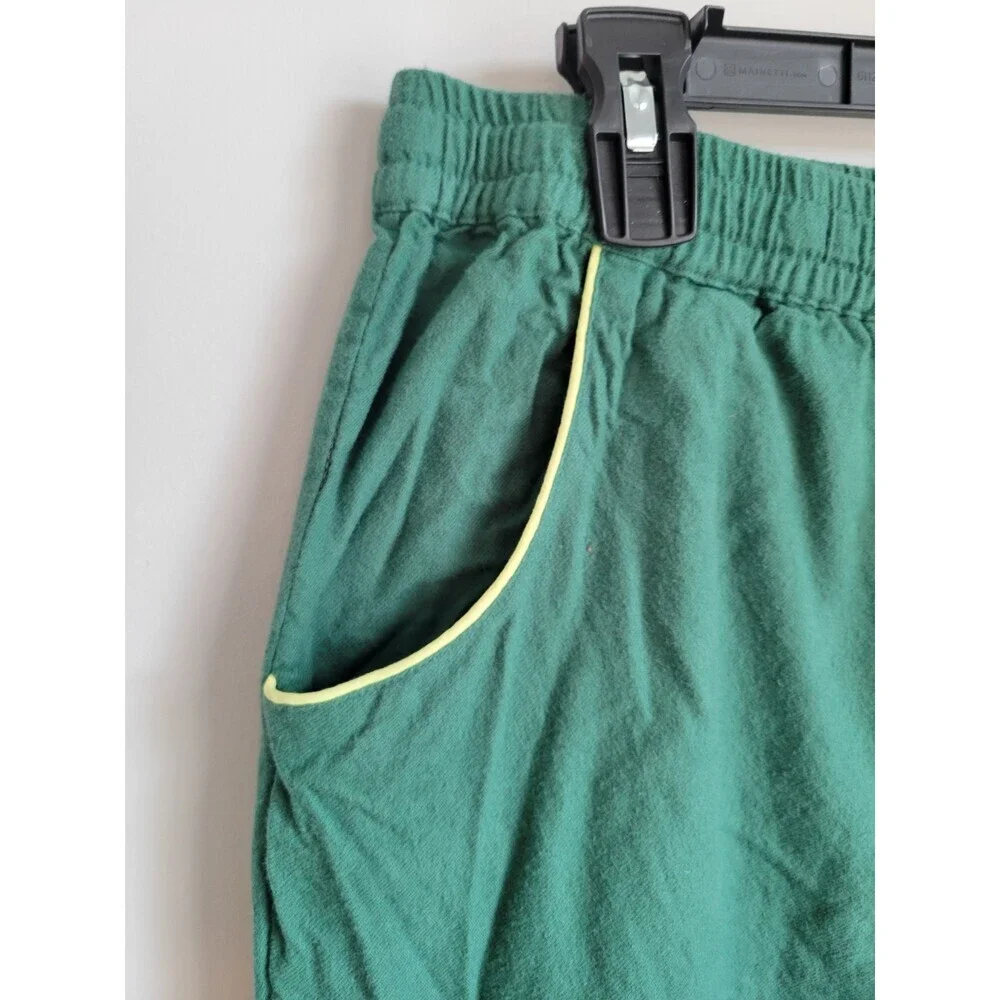 LAKE Green Yellow Trim Flannel Pajama Pants Sleepwear Sz L